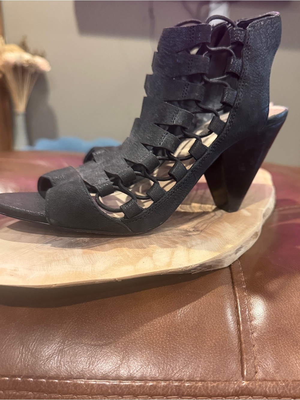 Vince Camuto Black Strappy Cage Heel Sandal